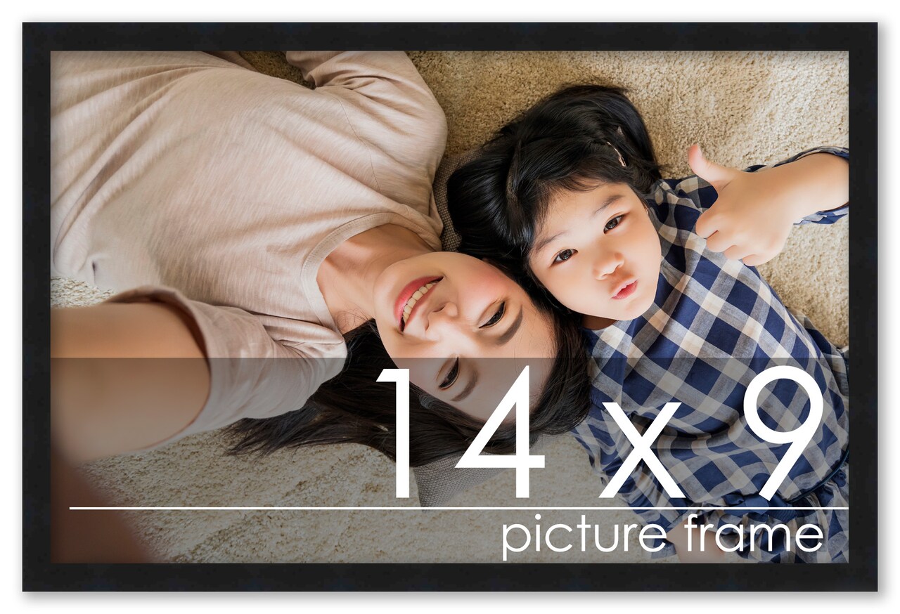Photo Size Classic Modern Black Frame - UV Acrylic, Foam Board Backing, Hanging Hardware
